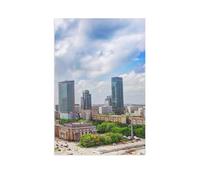 BEAYODKP Plaque en métal，Vue aérienne : Palais de la Culture et de la Science avec gratte-ciel，Pour maison, cuisine, bar, café, club, grotte(20x30cm 8x12 inch-AT81