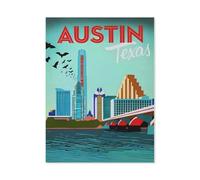 BEAYODKP Plaque humoristique en métal，Affiche de voyage vintage d'Austin au Texas，Décoration murale d'intérieur pour cuisine, boulangerie, café, bar, ferme, restaurants, café(20x30cm 8x12 inch-BK50