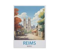 BEAYODKP Plaque humoristique en métal,Affiche de voyage vintage de Reims Marne,Décoration murale d'intérieur pour cuisine, boulangerie, café, bar, ferme, restaurants, café(30x40cm 12x16 inch-BT70