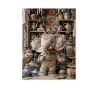 BEAYODKP Plaque humoristique en métal，Éléphant dans une boutique de porcelaine，Décoration murale d'intérieur pour cuisine, boulangerie, café, bar, ferme, restaurants, café(15x30cm 6x12 inch-AA90