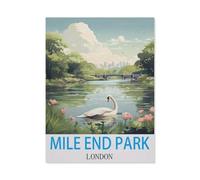 BEAYODKP Plaque humoristique en métal，Mile End Park, Londres，Décoration murale rétro pour maison, cuisine, salle à manger, bar, café, restaurant, club, grotte(20x30cm 8x12 inch-DL1