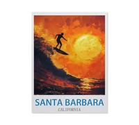 BEAYODKP Plaque humoristique en métal，Santa Barbara, Californie ，Décoration murale rétro pour maison, cuisine, salle à manger, bar, café, restaurant, club, grotte(30x40cm-DA39