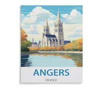 BEAYODKP Poster de voyage vintage Angers France，Kit de peinture diamant 5D Kit complet d'art en cristal pour adultes et enfants（50 x 60 cm/19.68 x 23.62 pouces）-C42