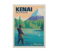 BEAYODKP Rivière Kenai, allez pêcher，Kit de peinture diamant 5D Kit complet d'art en cristal pour adultes et enfants（50 x 60 cm/19.68 x 23.62 pouces）-HO65