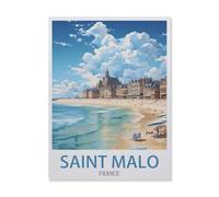 BEAYODKP Saint-Malo, France, Plage，DIY Peinture par Numéro Adultes Enfants Enfants DIY Acrylique Peinture Kit,Cadeau de Peinture à l'huile créative Peinte à la Main（20x30cm） 7,8x11,8 pouces-DT9
