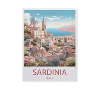 BEAYODKP Sardaigne, Italie - Affiches de voyage paysage，Panneau en métal - Plaque murale pour maison, bar, café, salle de jeux, garage(15x30cm 6x12 inch-CQ48