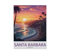 BEAYODKP Signe Métal Vintage，Santa Barbara, Californie ，Rétro Peinture Plaque Signe En Fer Décor Mural Art Mural Suspendu Pour Salon Maison Café Décoration Noël Cadeau(15x30cm-CX6