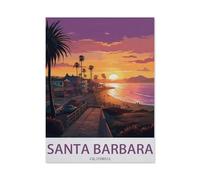 BEAYODKP Signe Métal Vintage，Santa Barbara, Californie ，Rétro Peinture Plaque Signe En Fer Décor Mural Art Mural Suspendu Pour Salon Maison Café Décoration Noël Cadeau(20x30cm-CX26