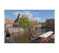 BEAYODKP Vieille grue, moulin de Lüner, vieux port，5D Plein Diamant Peinture DIY Diamant Broderie Décoration de La Maison（40 x 50 cm/15.74 x 19.68 pouces）-AG19