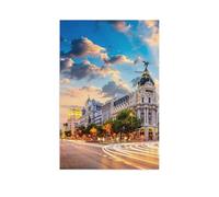 BEAYODKP Vue urbaine de Madrid avec la Calle de Alcalá et la Gran Vía, Espagne，Art Poster Decor Funny Tin Metal Signs Gift(20x30cm 8x12 inch-AW70