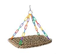 BEAZOOM Balançoire pour oiseaux en jonc de mer naturel et perchoir d'escalade, jouet plateforme tissée pour perroquets, perruches, petits animaux de compagnie, accessoire de cage M (M)