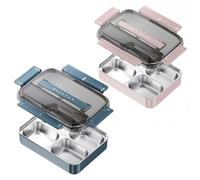 BEAZOOM Boîte à déjeuner isotherme en acier inoxydable à 4 compartiments avec bol à soupe, cuillère et baguettes, récipient alimentaire isotherme pour adultes