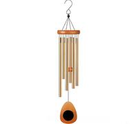 BEAZOOM Carillon éolien en aluminium doré pour jardin extérieur 66 cm avec attrape-cœur commémoratif et condoléances (goutte d'or)