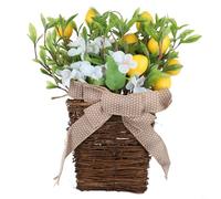 BEAZOOM Couronne de citron de printemps artificielle, 39 cm, guirlande d'agrumes jaunes à suspendre à la porte d'entrée, décoration murale rustique pour la maison, l'intérieur et l'extérieur