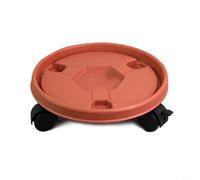 BEAZOOM Déménagement rond de 260 mm avec 3 roues, rouleau en résine robuste pour pots lourds jusqu'à 22,7 kg, plateau mobile à 360 degrés pour intérieur et extérieur (rouge brique)