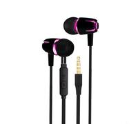 BEAZOOM Écouteurs filaires antibruit avec microphone, écouteurs intra-auriculaires de 3,5 mm pour téléphone, tablette, ordinateur portable, appels musicaux (noir et rose)