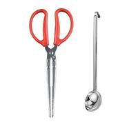 BEAZOOM Ensemble d'outils de cheminée avec pince en fonte et pelle à granulés de 50 ml, manche de bois de chauffage de 314 cm, feux de camp Mesa XL