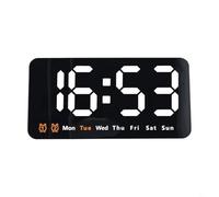 BEAZOOM Horloge murale numérique avec grand écran LED, affichage de l'heure, de la date, de la semaine, 3 niveaux de luminosité, format 12/24 heures, réveil à piles ou à brancher pour bureau à