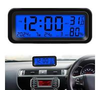 BEAZOOM Horloge solaire numérique pour tableau de bord de voiture, affichage de la date, de l'heure, de la température, de l'humidité, rétroéclairage automatique, bleu vert
