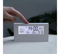 BEAZOOM Horloge thermohygromètre numérique avec affichage météo, veilleuse et alarme de répétition, blanc