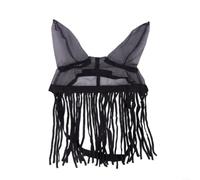 BEAZOOM Housse anti-mouches respirante pour cheval avec pompons, masque équestre léger repousse les insectes, polyester à séchage rapide pour ranch et tout-terrain, noir (L)