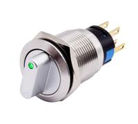 BEAZOOM Interrupteur à bouton-poussoir 19 mm pour acier inoxydable IP66 étanche 3 positions 2NO2NC Réinitialisation automatique momentanée avec lumière LED 3-6 V 5 A pour machines lourdes Argenté