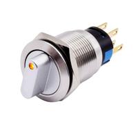 BEAZOOM Interrupteur à bouton-poussoir 19 mm pour acier inoxydable IP66 étanche 3 positions 2NO2NC Réinitialisation automatique momentanée avec lumière LED 3-6 V 5 A pour machines lourdes Argenté
