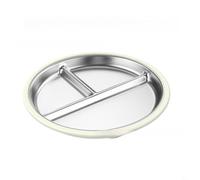 BEAZOOM Isolation thermique 304 pour assiette divisée en acier inoxydable avec manchon d'aspiration en silicone, vaisselle antidérapante pour la maison et l'école, facile à nettoyer, gris (hors droite