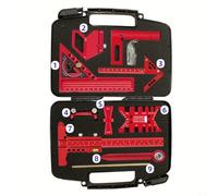 BEAZOOM Kit de mesure pour le travail du bois avec règle d'angle carré et tracé, outils de marquage en alliage d'aluminium pour menuiserie, ensemble portable dans boîte de rangement, 290 mm, rouge (9