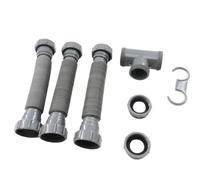 BEAZOOM Kit de vidange double d'évier réglable avec siphon en P, tuyau d'extension flexible de 20 à 80 cm pour éviers de 3,8 cm et 3,8 cm, système de déchets en plastique étanche avec joints en