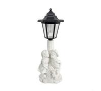 BEAZOOM Lampe solaire de jardin en résine - Statue de couple s'embrassant sur colonne hexagonale - Étanche - LED - Décoration extérieure - Pour patio et allée - Blanc