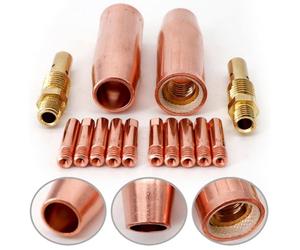 BEAZOOM Lot de 14 kits de soudage MIG TW 100L pour torche, embouts de contact en cuivre 0,6-1,2 mm, diffuseur de gaz et consommables de buse 0,6 mm