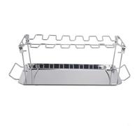 BEAZOOM Lot de 2 baguettes de poulet et grille d'aile avec bac d'égouttement, support pliable en acier inoxydable, pour barbecue et four, peut contenir 14 pièces