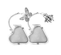 BEAZOOM Lot de 2 filtres à thé en acier inoxydable en forme de cœur avec infuseurs réutilisables en 4 designs uniques en vrac pour infusion de feuilles, argenté (C)