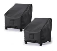BEAZOOM Lot de 2 housses de chaise de jardin Oxford 600D, robustes, imperméables et résistantes avec cordon de serrage, pour chaises empilables de terrasse, 96,5 x 78,7 x 73,7 cm, marron (noir)