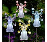 BEAZOOM Lot de 2 lampes solaires anges de jardin, pour piquet LED à changement de couleur, résistant aux intempéries, décoration extérieure allée, souvenir