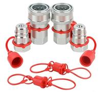 BEAZOOM Lot de 2 raccords hydrauliques à connexion rapide ISO7241-A 1/2 1/4 3/8 NPT en acier au carbone pour Pioneer, argent, 2 ensembles (NPT1/2)