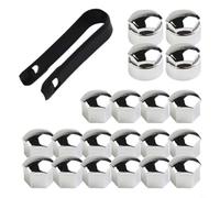 BEAZOOM Lot de 20 cache-écrous de roue chromés de 17 mm avec outil de démontage - Protection contre la rouille pour voiture et camion