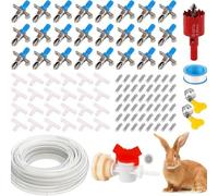 BEAZOOM Lot de 24 abreuvoirs pour lapin avec buse à double ressort en forme de bec de canard, système d'abreuvement automatique pour cages, bouteille bleue en plastique robuste