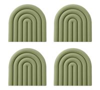 BEAZOOM Lot de 4 dessous de plat en silicone résistant à la chaleur jusqu'à 232,2 °C pour plats chauds et casseroles, tapis de cuisine multifonctions et maniques en rose, vert, bleu, orange (vert