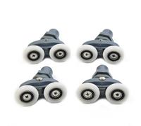 BEAZOOM Lot de 4 roulettes doubles pour porte de douche 19, 23, 25, 27 mm - Faible bruit - Roulettes pivotantes - Glissières inférieures pour portes de douche de salle de bain (27 mm)