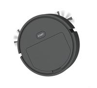 BEAZOOM Mini robot pour aspirateur, compact 16 x 16 x 6 cm avec double brosse, balai à ventouse silencieux, balai à franges pour sols durs et animaux domestiques (noir)