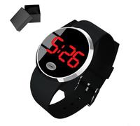 BEAZOOM Montre électronique LED à grand écran tactile pour activités de plein air décontractées d'affaires hommes femmes (rouge argenté)
