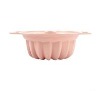 BEAZOOM Moule à gâteau cannelé en silicone avec poignée en acier inoxydable, anti-adhésif, pour gâteau, pain, gelée, passe au lave-vaisselle, 32,7 x 25,4 x 10,2 cm (rose)