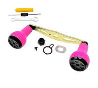 BEAZOOM Moulinet de pêche avec poignée d'alimentation 110 mm en alliage d'aluminium CNC avec bouton en silicone pour moulinet de tambour Garcia blanc (main droite or rose)