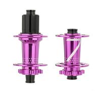 BEAZOOM Paire de moyeux VTT à 4 roulements à 32 trous Type d'essieu traversant 15 x 100 mm 12 x 142 mm pour cassette 7-12 vitesses 6 boulons Violet