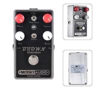 BEAZOOM Pédale d'effets de distorsion marron pour guitare double mode avec boutons de gain de contour de tonalité, pour boîtier compact entièrement métallique, prises jack 6,35 mm
