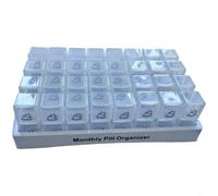 BEAZOOM Pilulier 31 jours AM PM avec 32 compartiments, organiseur de médicaments mensuel en polypropylène pour plastique, rangement de voyage portable avec sections à code couleur (D)