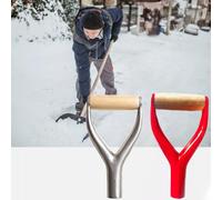 BEAZOOM Poignée de pelle en forme de Y avec poignée en bois, tube de 3,1 cm de diamètre, manche en fer pour jardin, neige, creuser, râper, râper, argent et rouge
