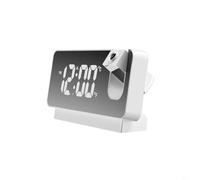 BEAZOOM Réveil numérique alimenté par USB avec projection au plafond ou au mur à 180°, répétition et affichage de la température pour chambre à coucher, table de chevet, noir (blanc)